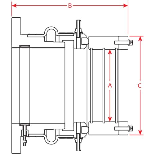 PSS Type C Seal Flange Bladder Mounted model dimensions