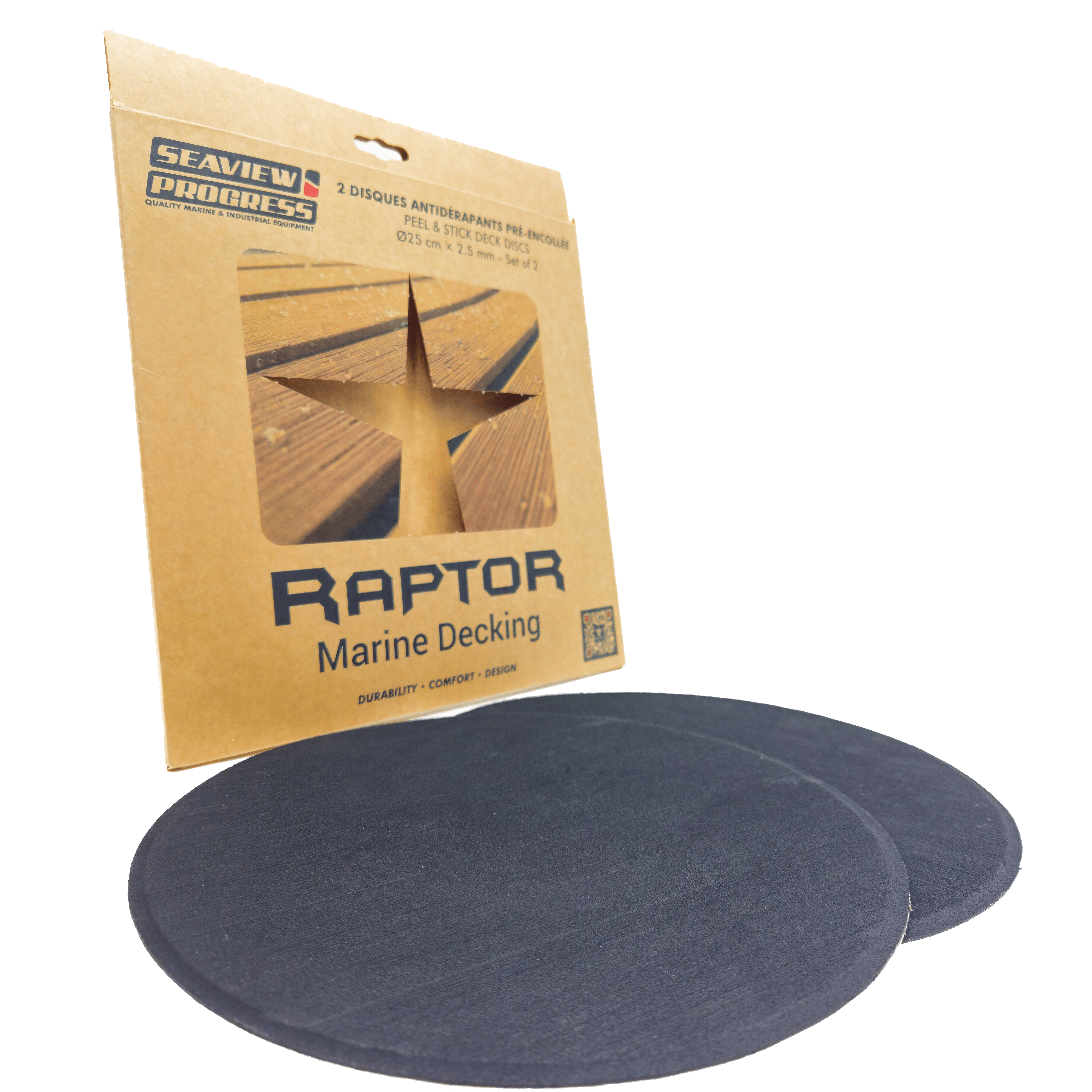 Raptor Deck EVA Marine – 2 disque antidérapant bateau Ø25 cm 2.5mm